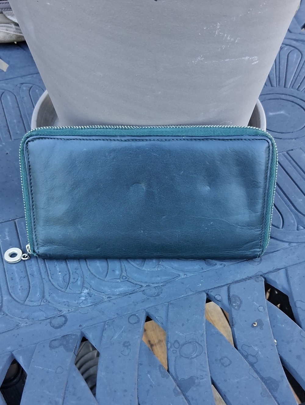 Vintage Bond Street Dark Green Leather Zip-Around Wallet